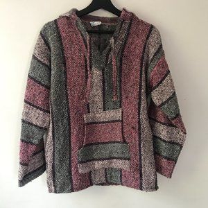 Cuamatzi Pink and Grey Mexican Blanket Hoodie